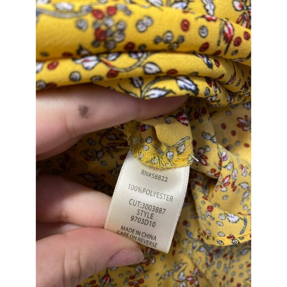 Max Studio Womens Medium Yellow Floral Button-Front A-Line Skirt #7068 - Picture 6 of 6